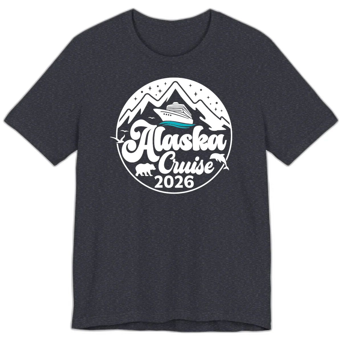 Ocean Wave Minimalist Premium T-Shirt in Heather Navy