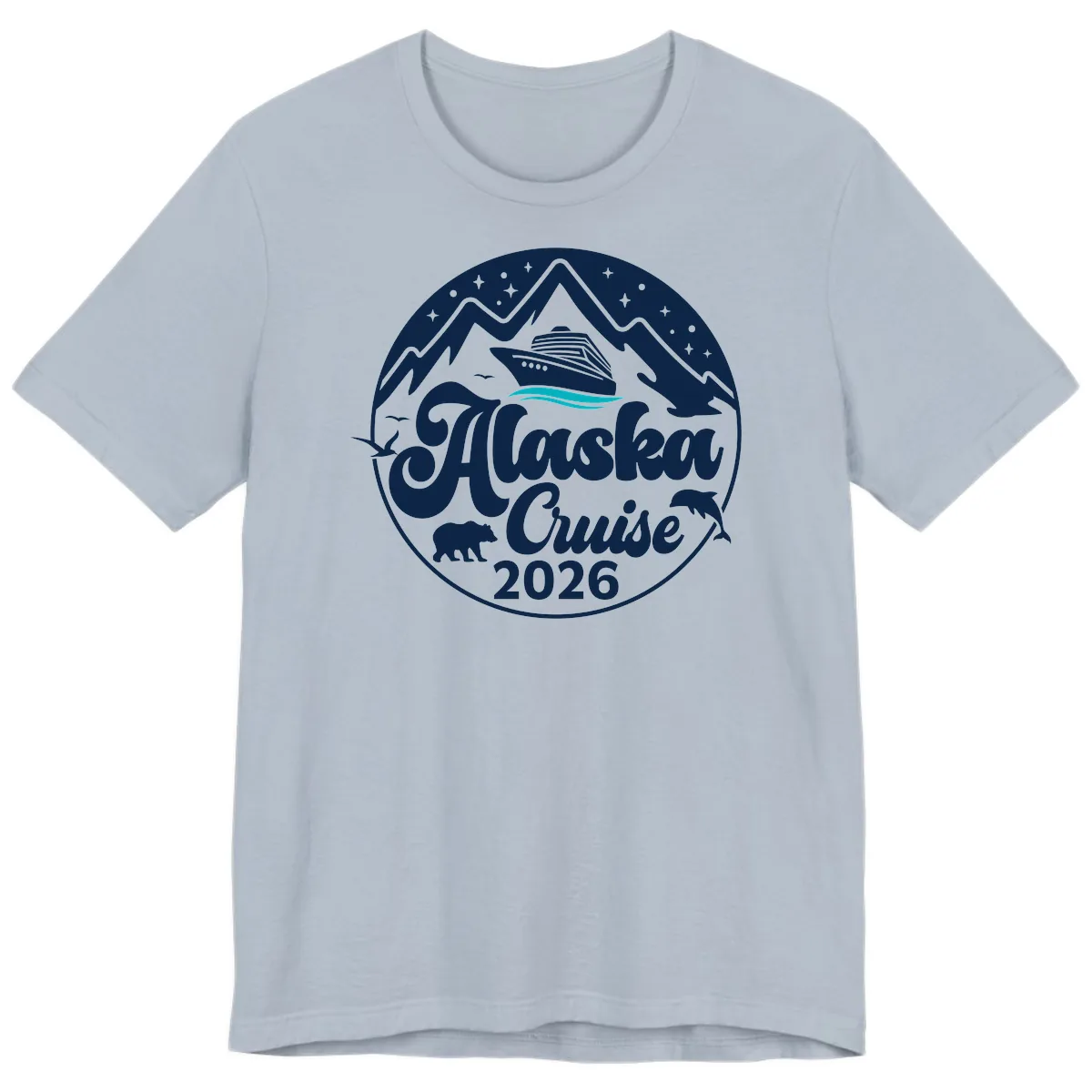 Ocean Wave Minimalist Premium T-Shirt in Light Blue