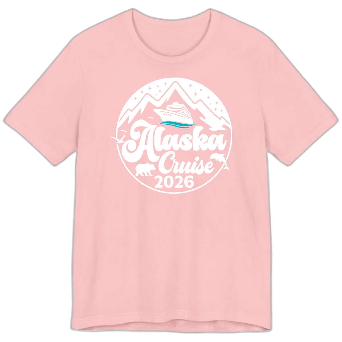 Ocean Wave Minimalist Premium T-Shirt in Pink