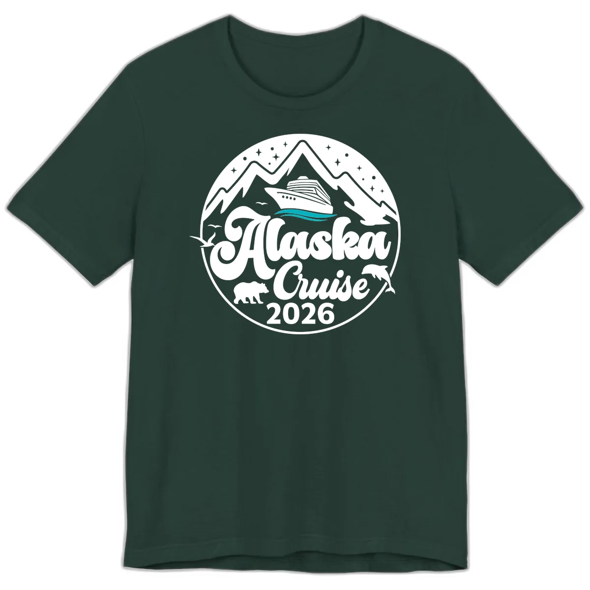 Ocean Wave Minimalist Premium T-Shirt in Forest