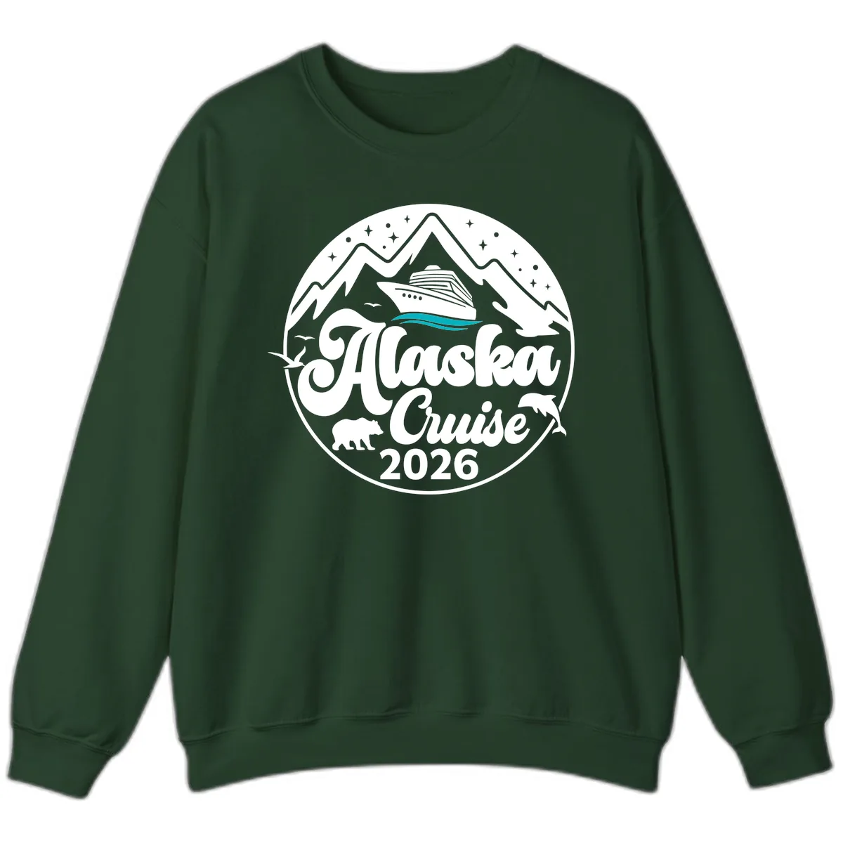 Ocean Wave Minimalist Sweatshirt in Forest Green