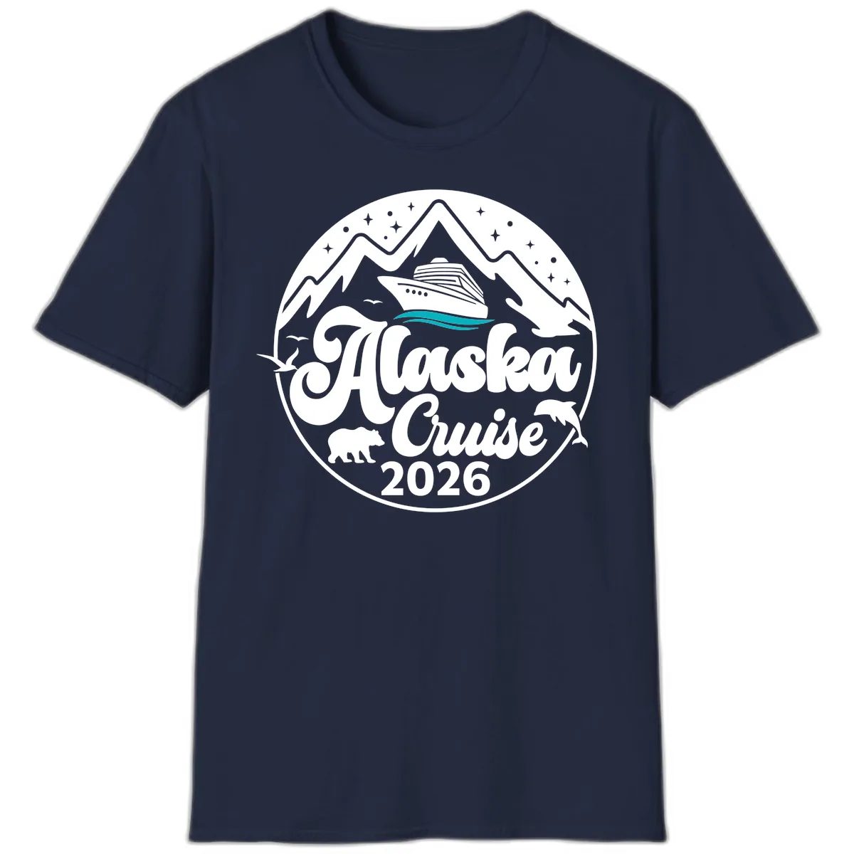 Ocean Wave Minimalist T-Shirt in Navy