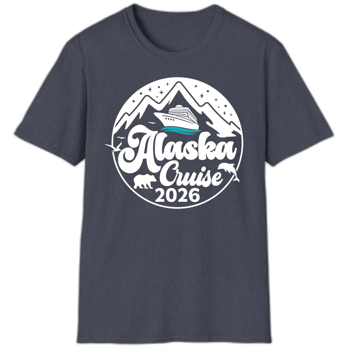 Ocean Wave Minimalist T-Shirt in Heather Navy