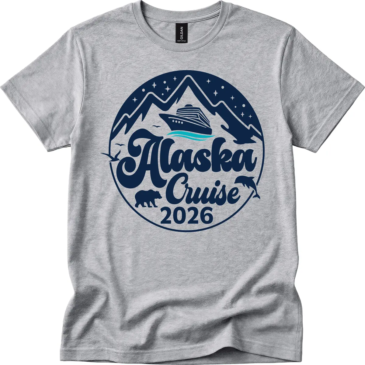 Ocean Wave Minimalist T-Shirt in Sport Grey
