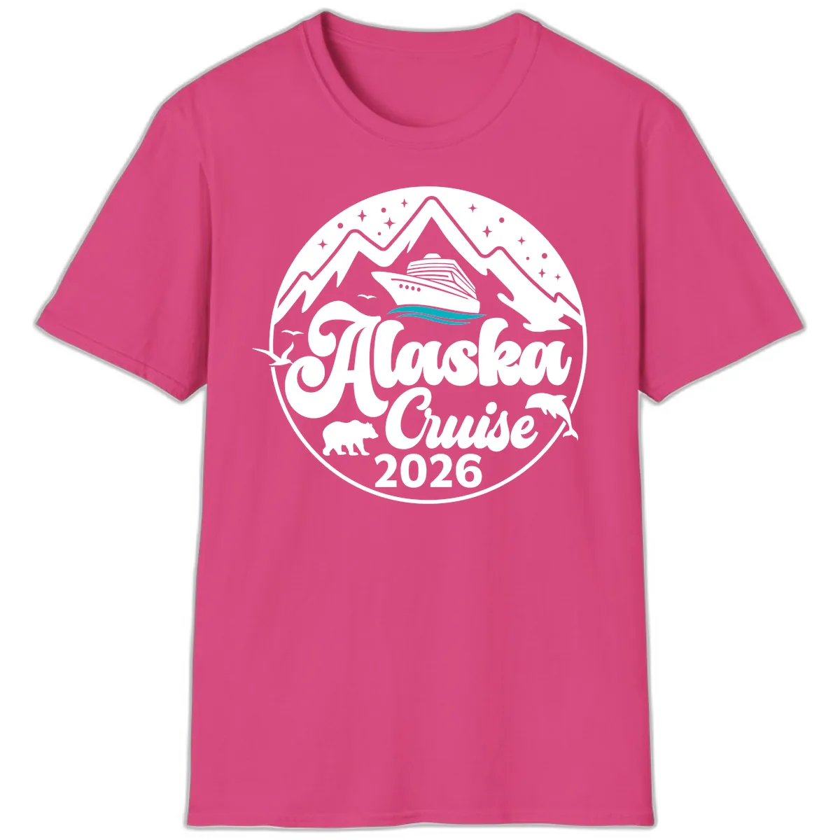 Ocean Wave Minimalist T-Shirt in Heliconia