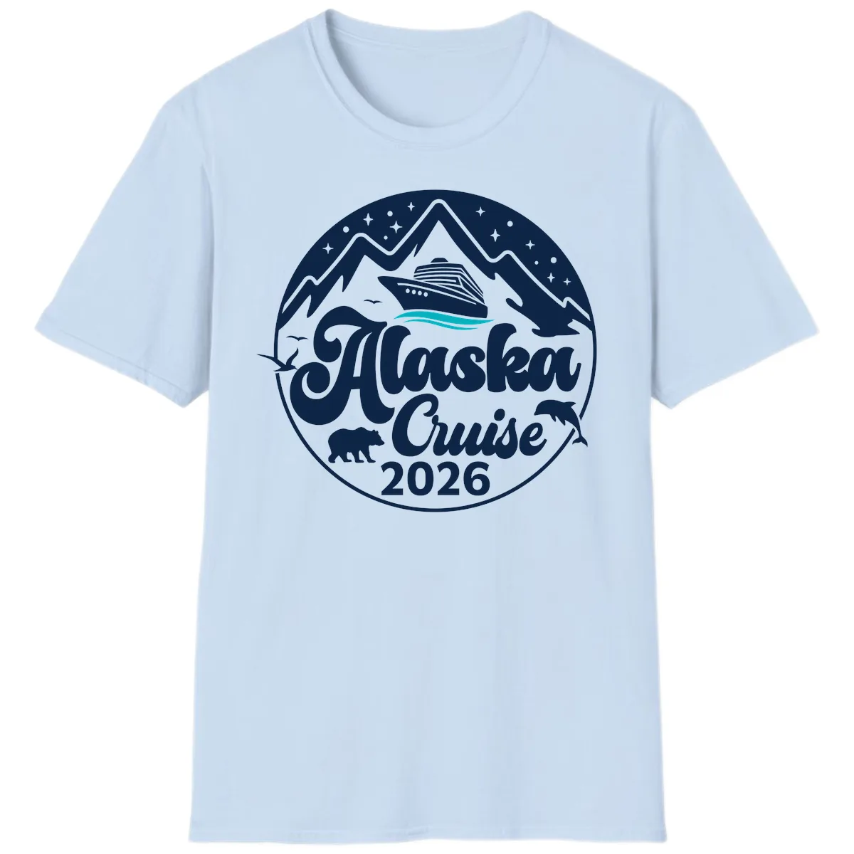 Ocean Wave Minimalist T-Shirt in Light Blue