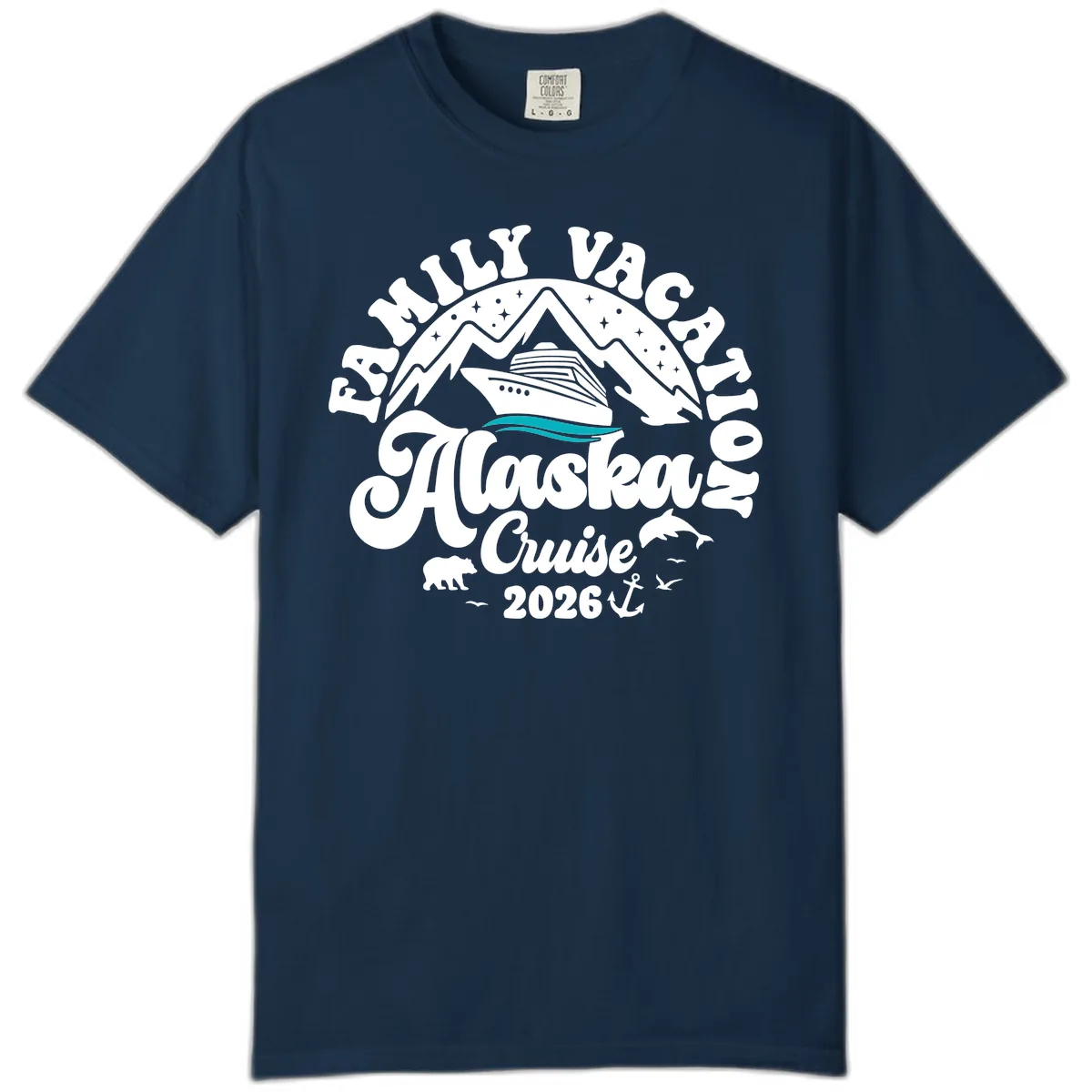 Minimalist Alaska Water Waves Comfort Color in True Navy