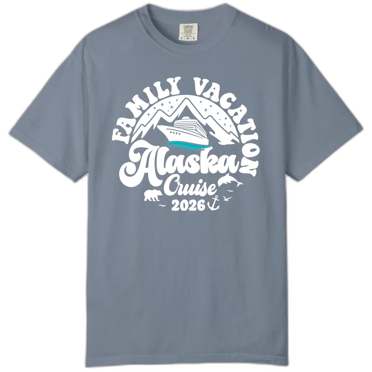 Minimalist Alaska Water Waves Comfort Color in Blue Jean