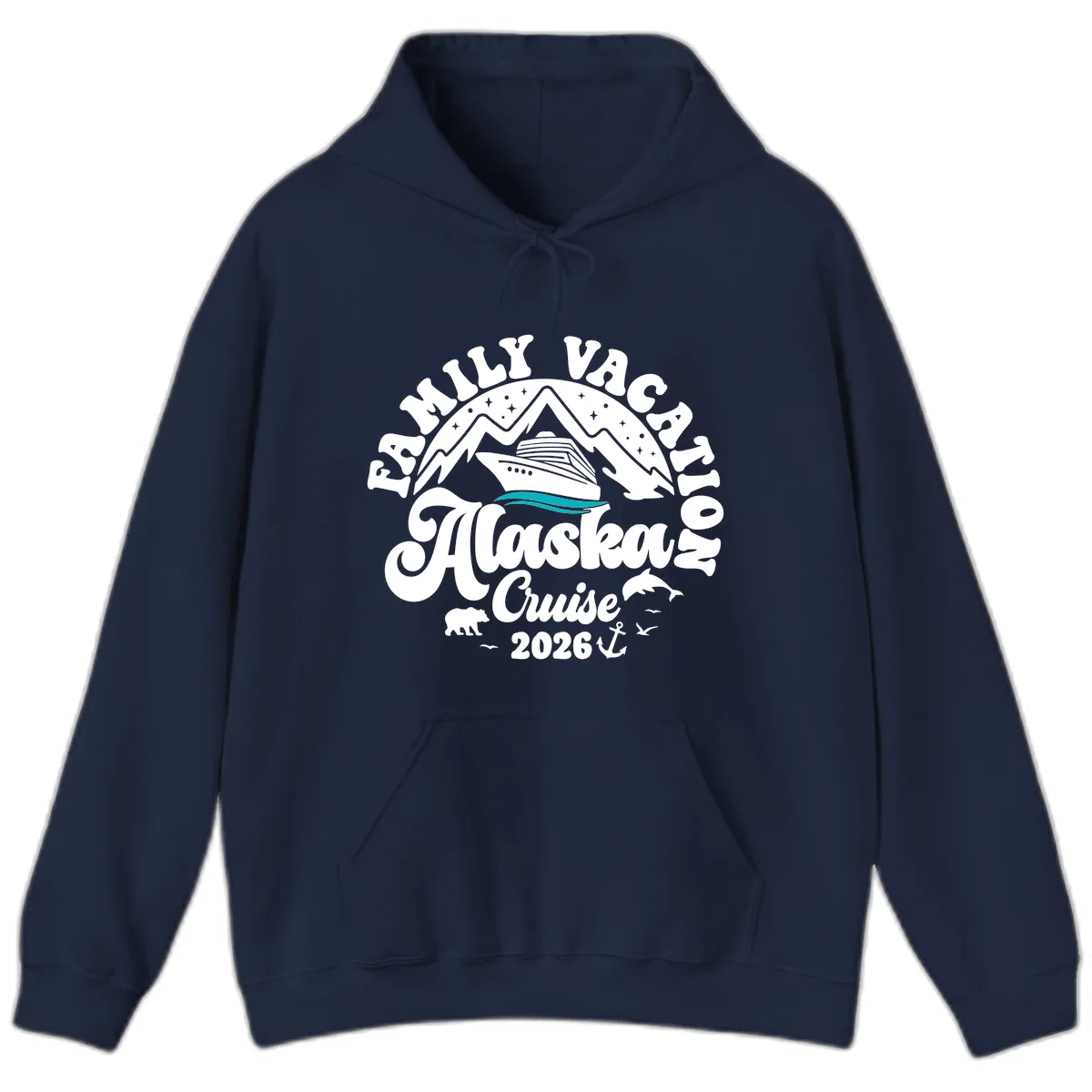 Minimalist Alaska Water Waves Hoodie in Navy