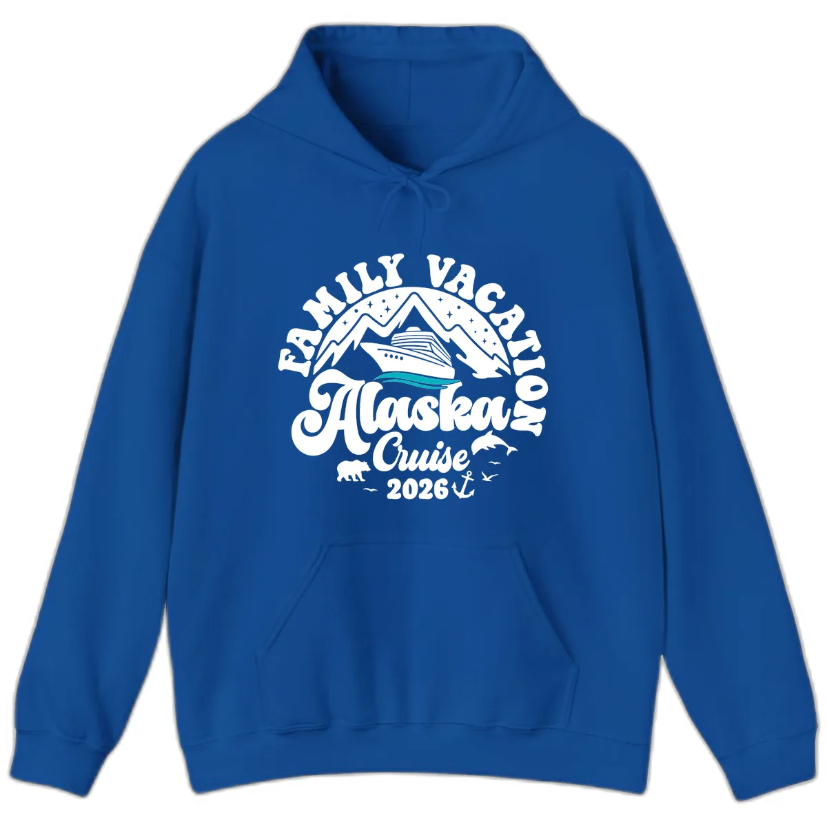 Minimalist Alaska Water Waves Hoodie in Royal