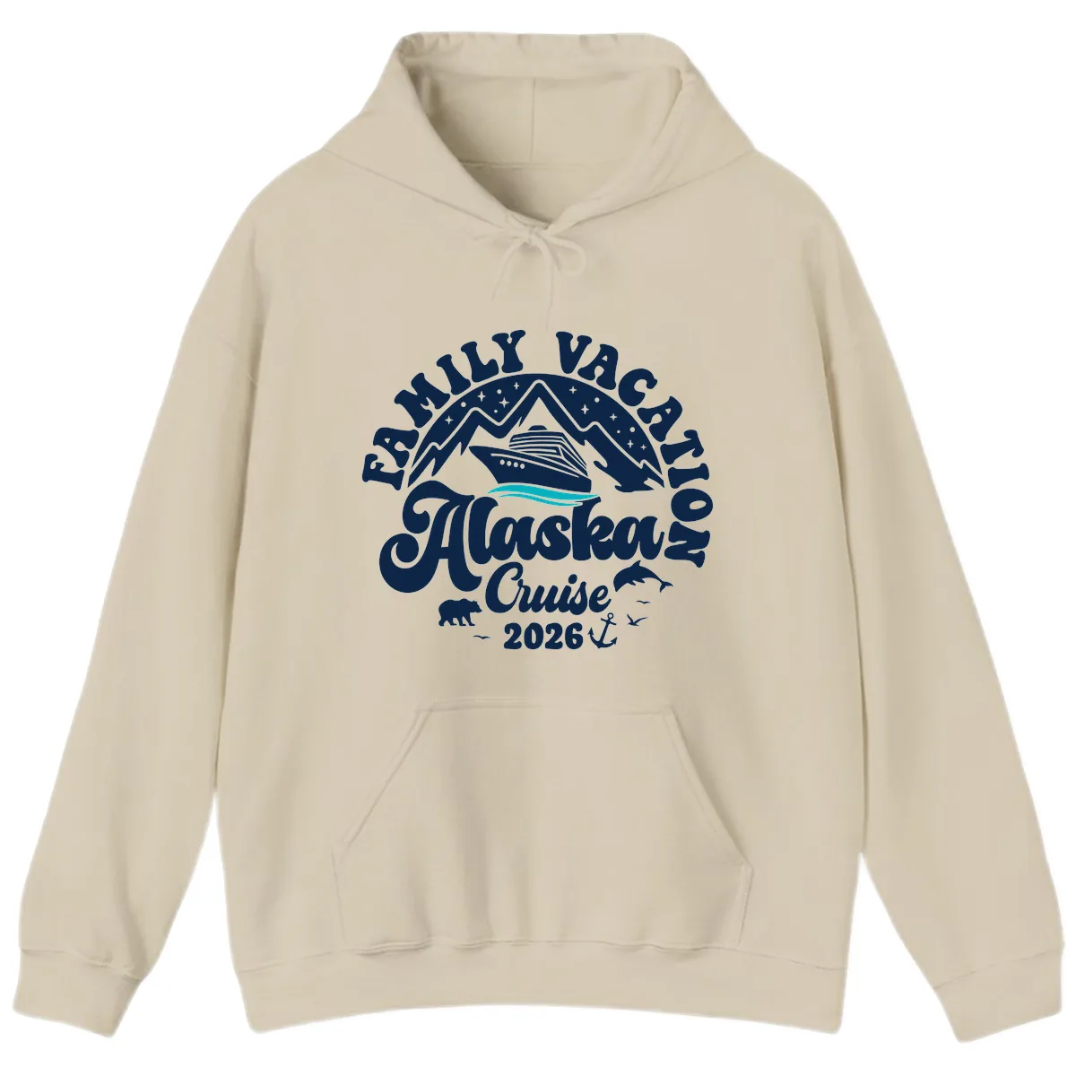 Minimalist Alaska Water Waves Hoodie in Sand