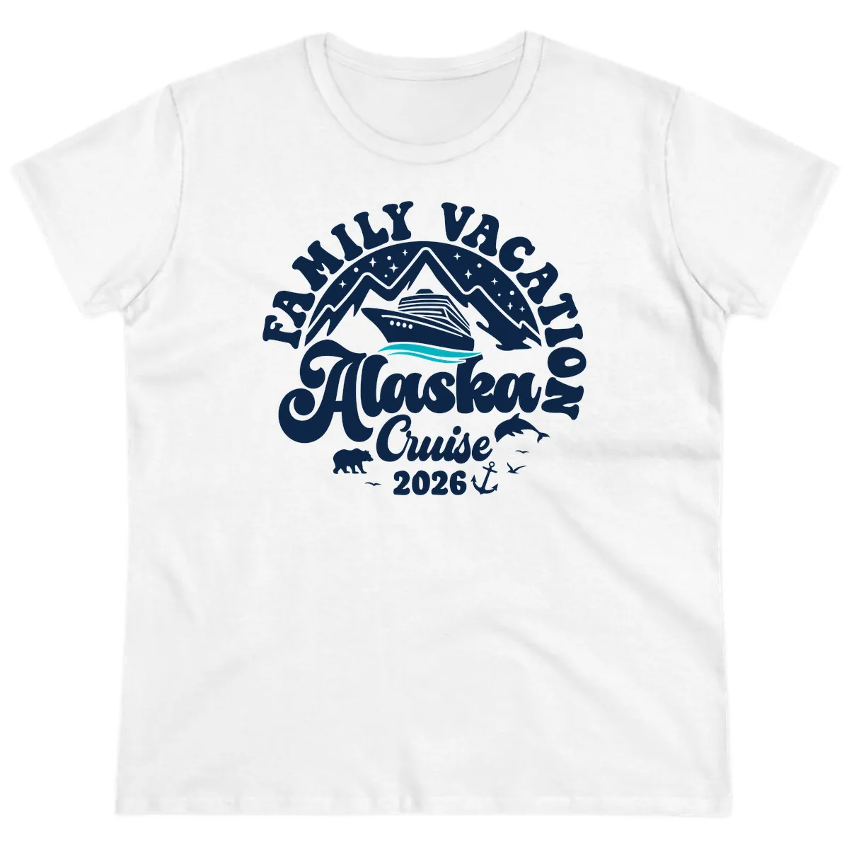 Minimalist Alaska Water Waves Ladies Tee in White
