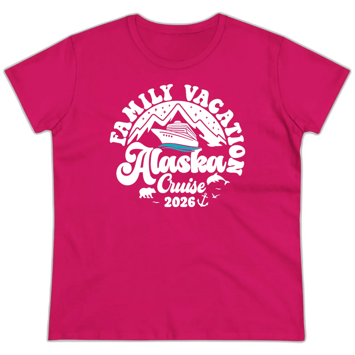 Minimalist Alaska Water Waves Ladies Tee in Heliconia