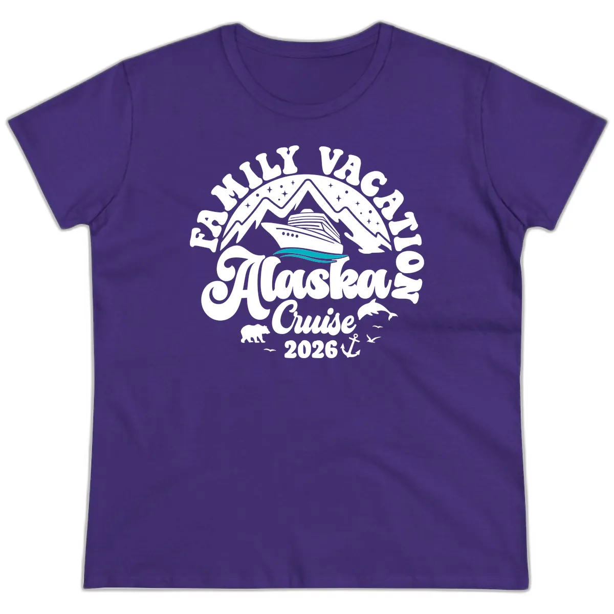 Minimalist Alaska Water Waves Ladies Tee in Purple
