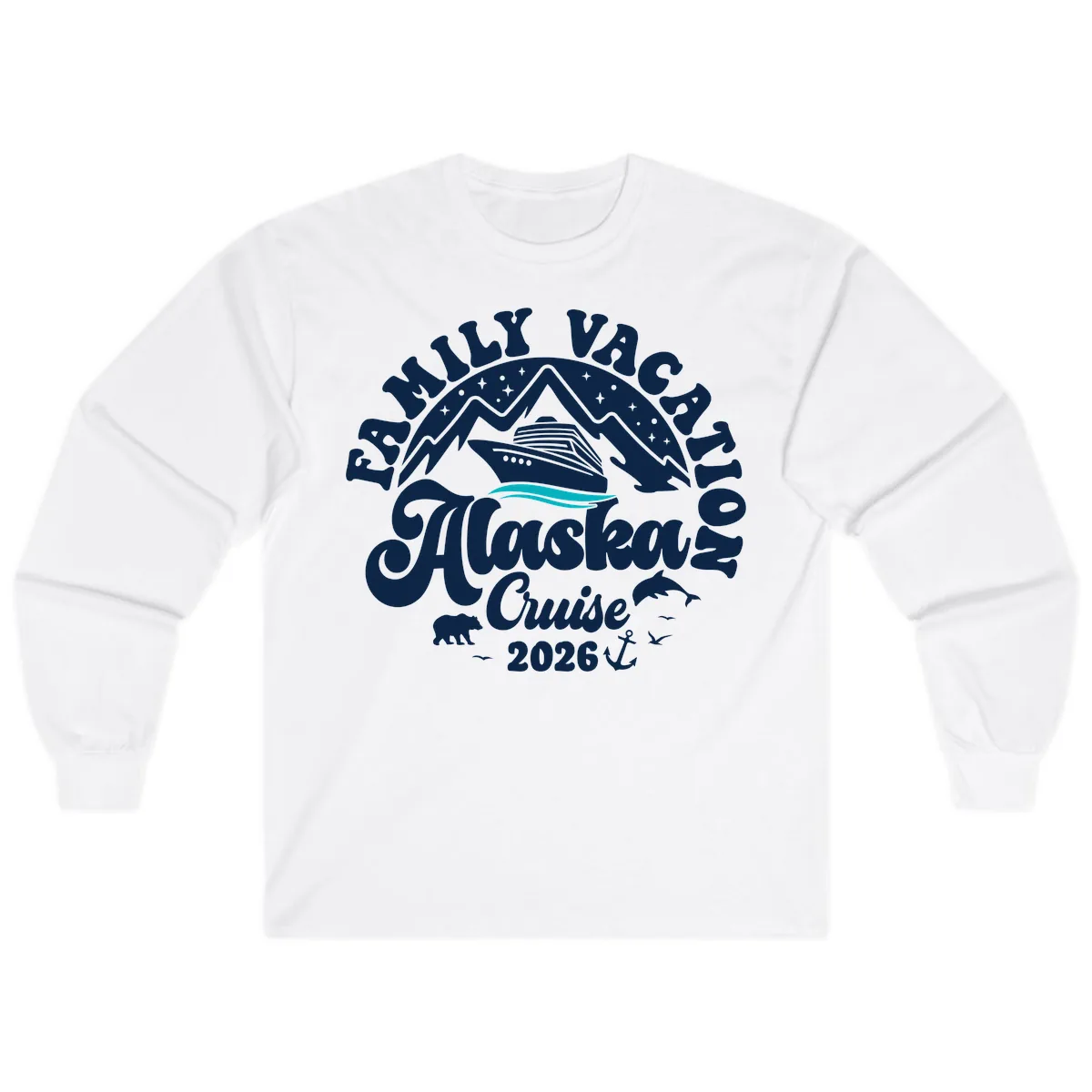 Minimalist Alaska Water Waves Long Sleeve in White