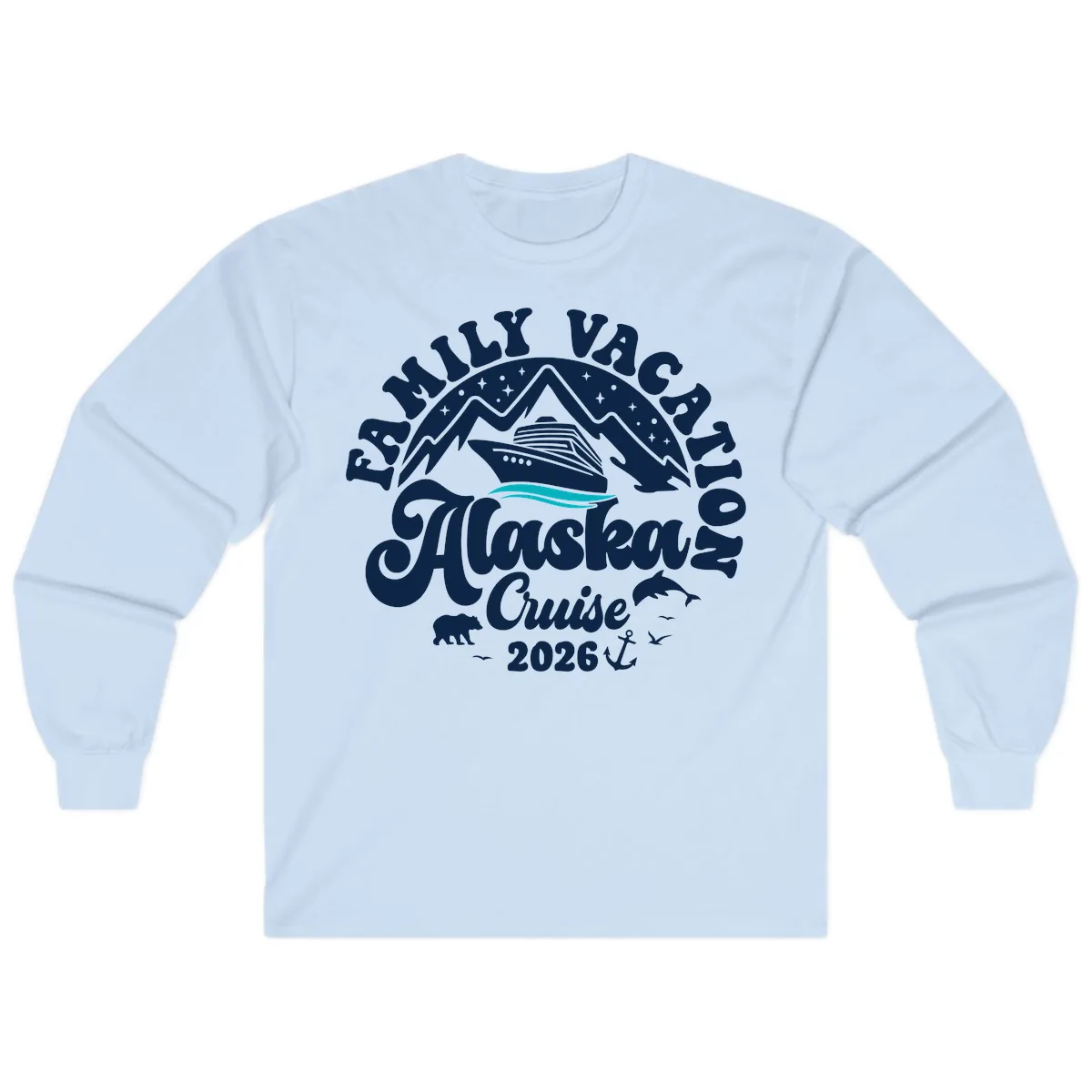 Minimalist Alaska Water Waves Long Sleeve in Light Blue