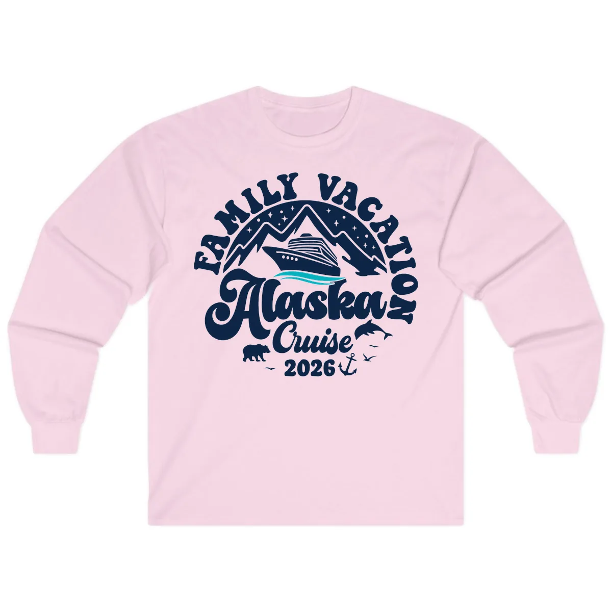 Minimalist Alaska Water Waves Long Sleeve in Light Pink