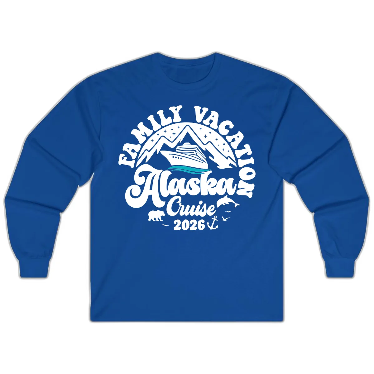 Minimalist Alaska Water Waves Long Sleeve in Royal