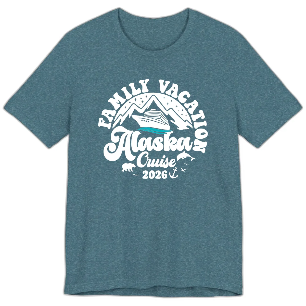 Minimalist Alaska Water Waves Premium T-Shirt in Heather Deep Teal