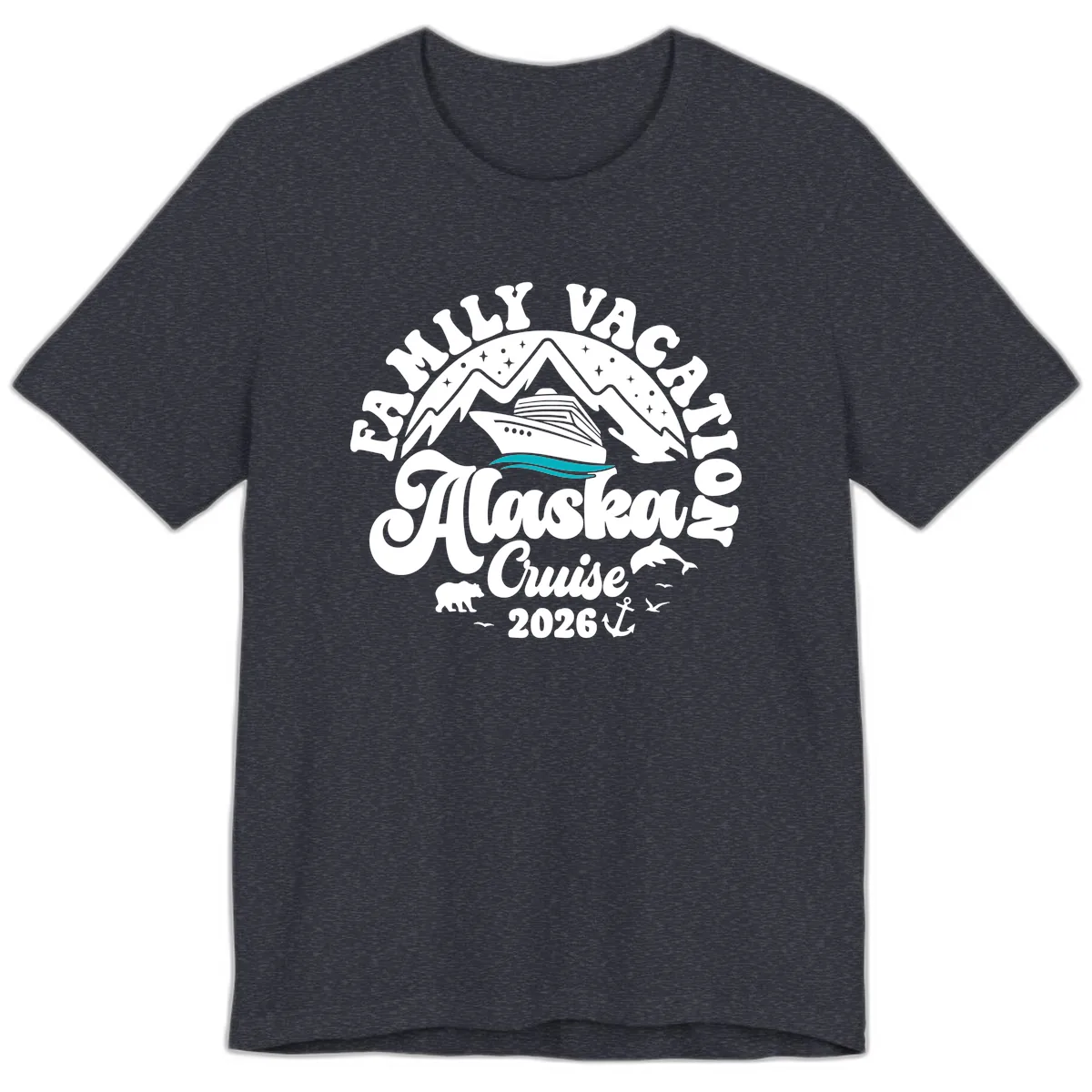Minimalist Alaska Water Waves Premium T-Shirt in Heather Navy
