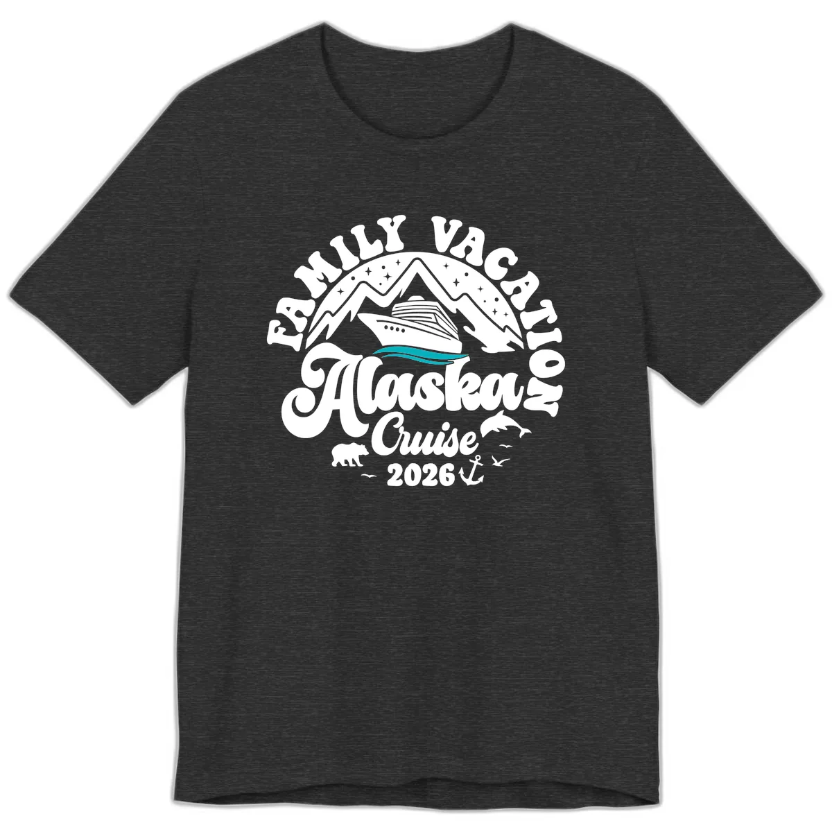 Minimalist Alaska Water Waves Premium T-Shirt in Dark Grey Heather