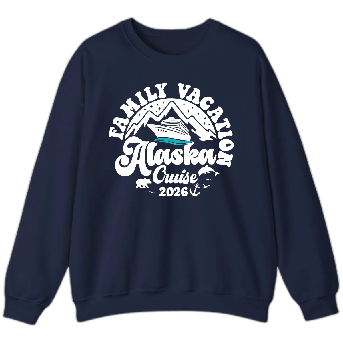 Minimalist Alaska Water Waves Sweatshirt in Navy