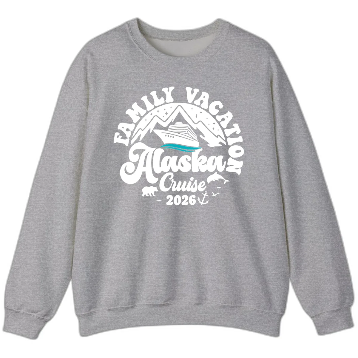 Minimalist Alaska Water Waves Sweatshirt in Sport Grey
