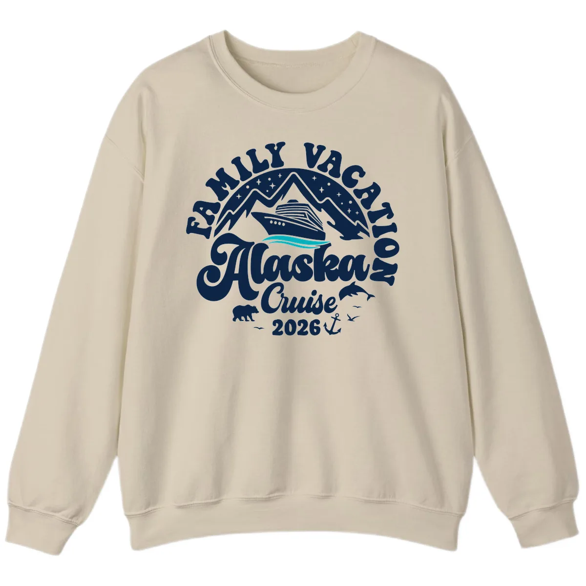 Minimalist Alaska Water Waves Sweatshirt in Sand