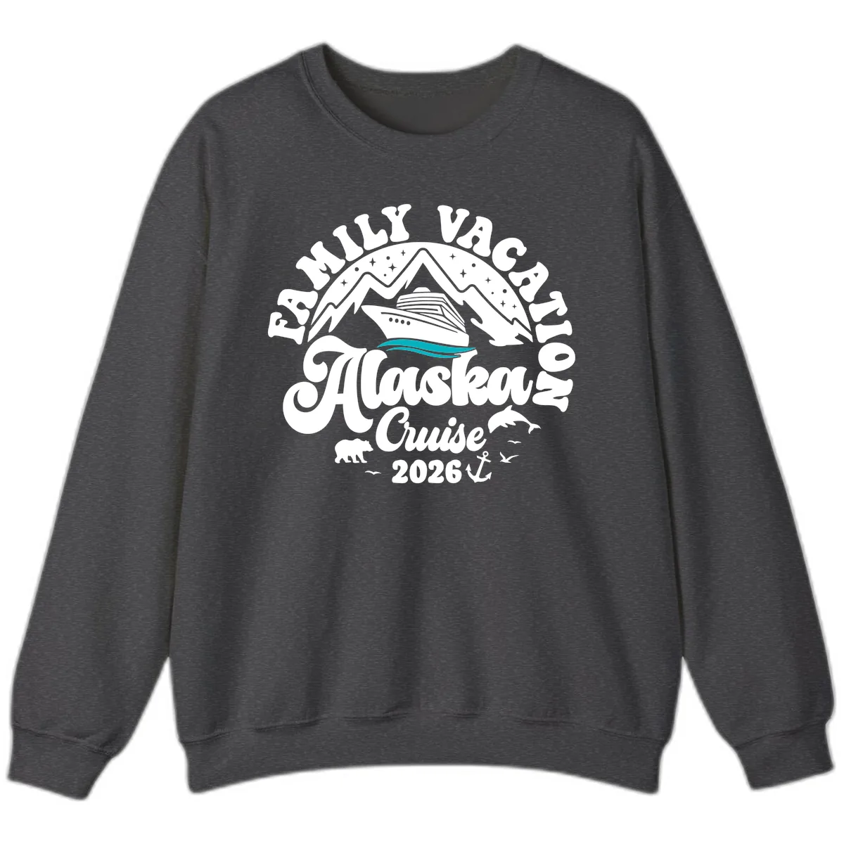 Minimalist Alaska Water Waves Sweatshirt in Dark Heather