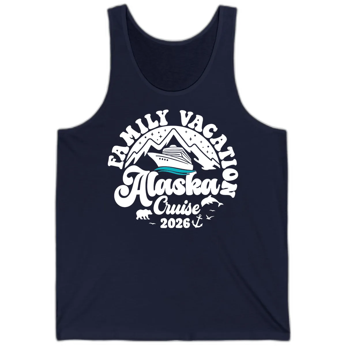 Minimalist Alaska Water Waves Tank in Navy