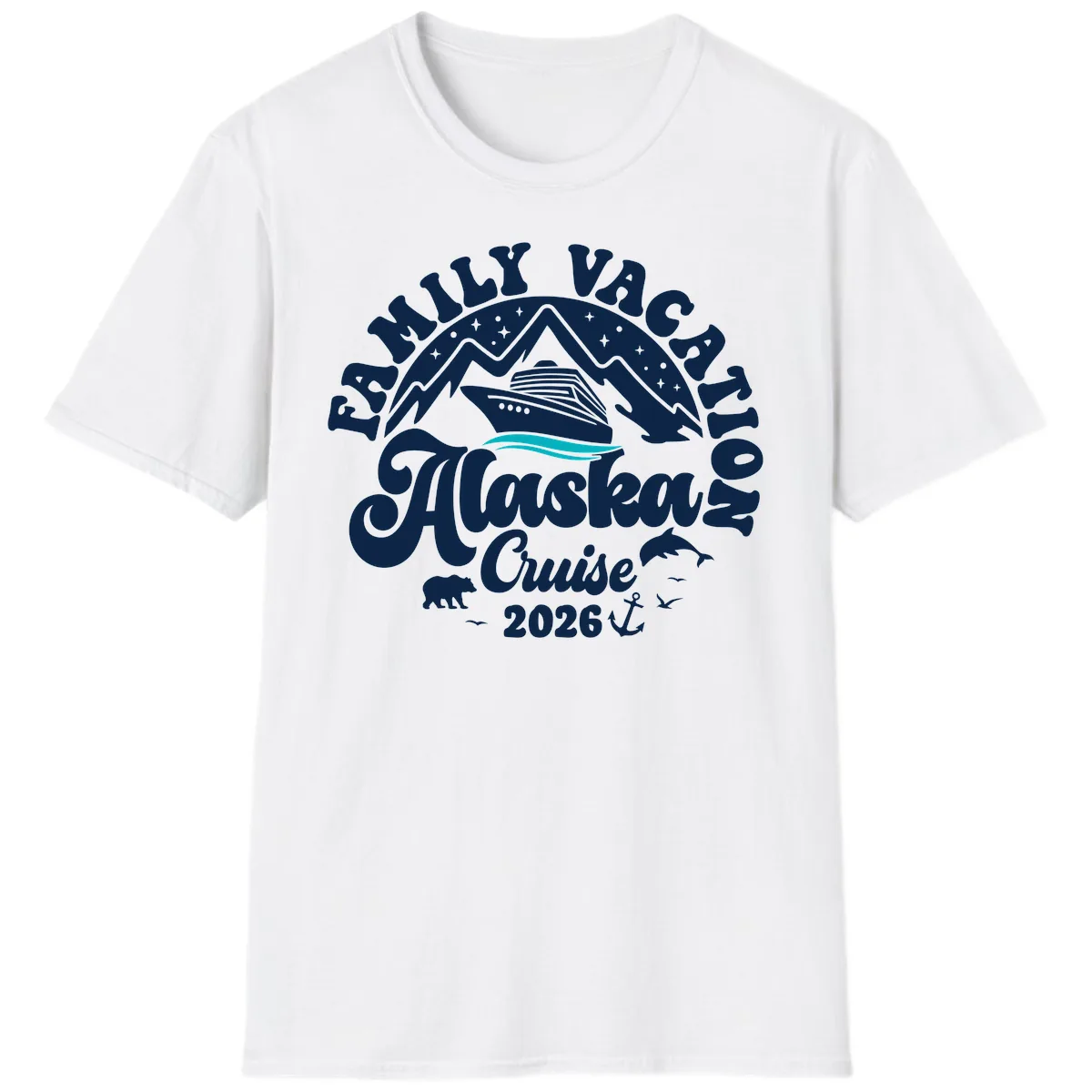 Minimalist Alaska Water Waves T-Shirt in White