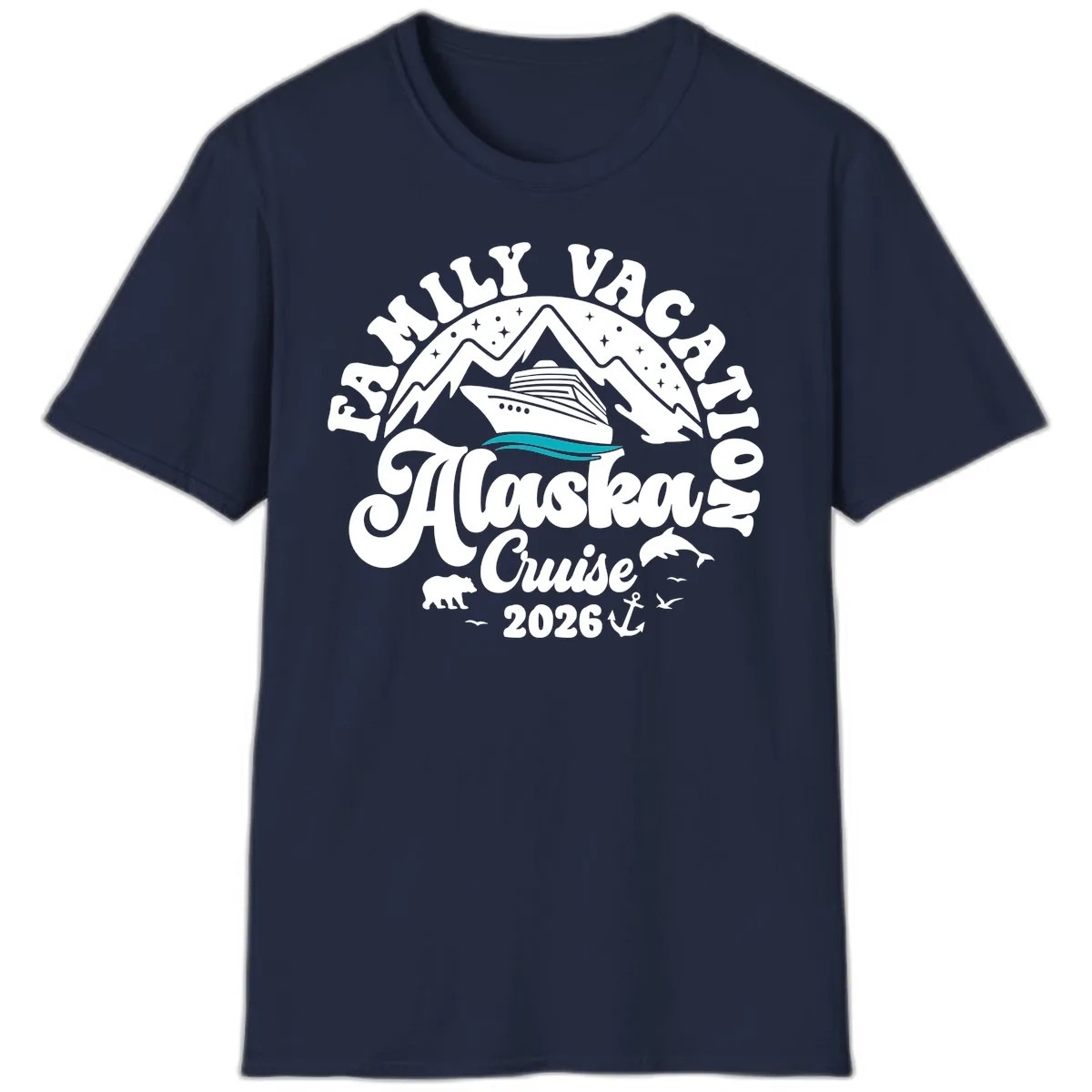 Minimalist Alaska Water Waves T-Shirt in Navy