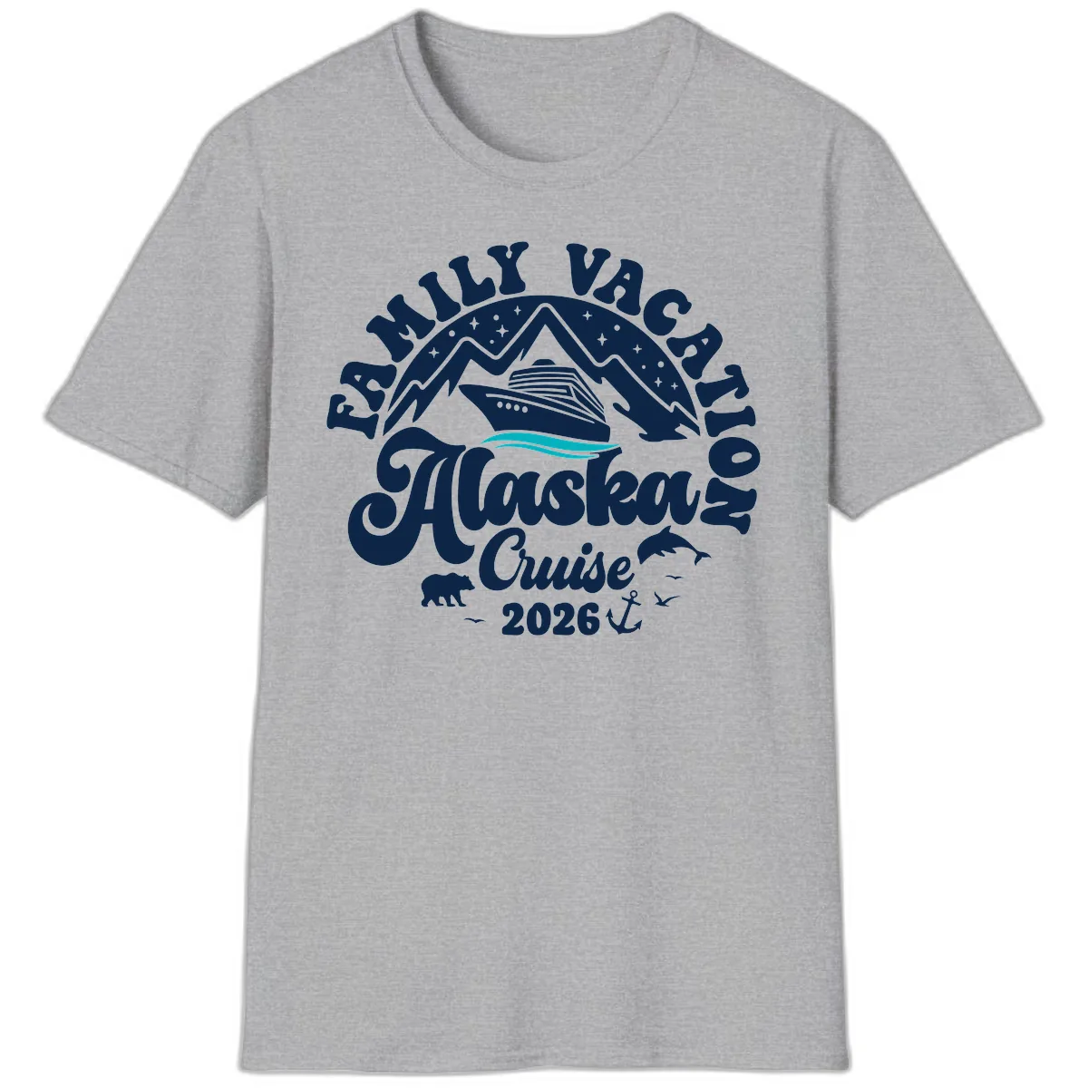 Minimalist Alaska Water Waves T-Shirt in Sport Grey