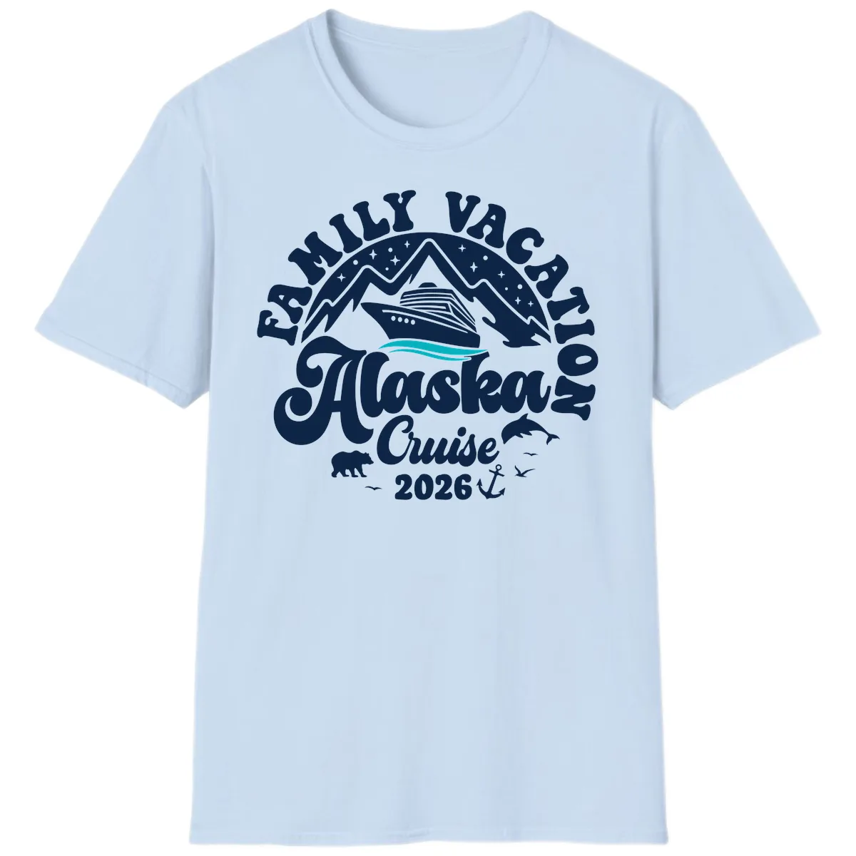 Minimalist Alaska Water Waves T-Shirt in Light Blue