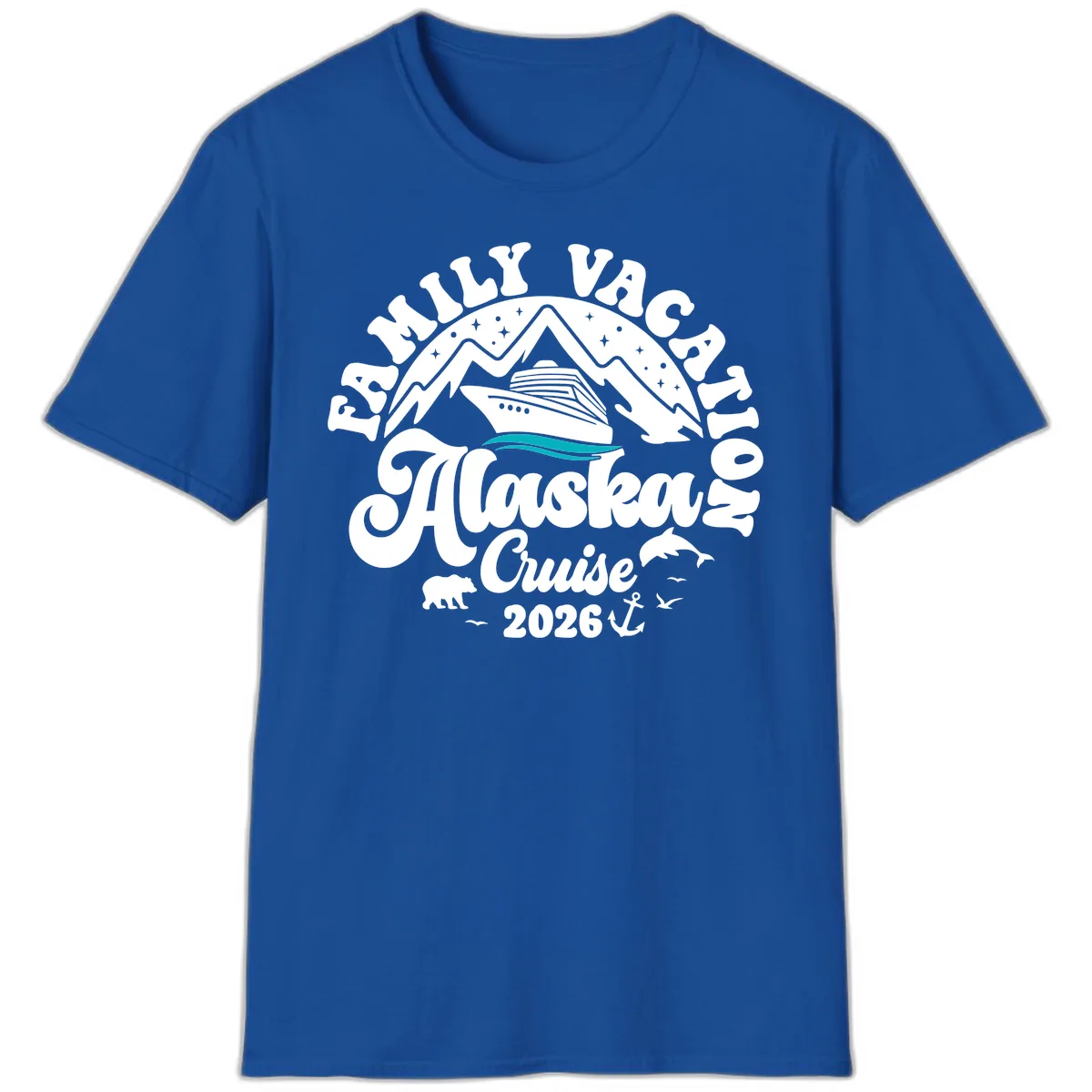 Minimalist Alaska Water Waves T-Shirt in Royal
