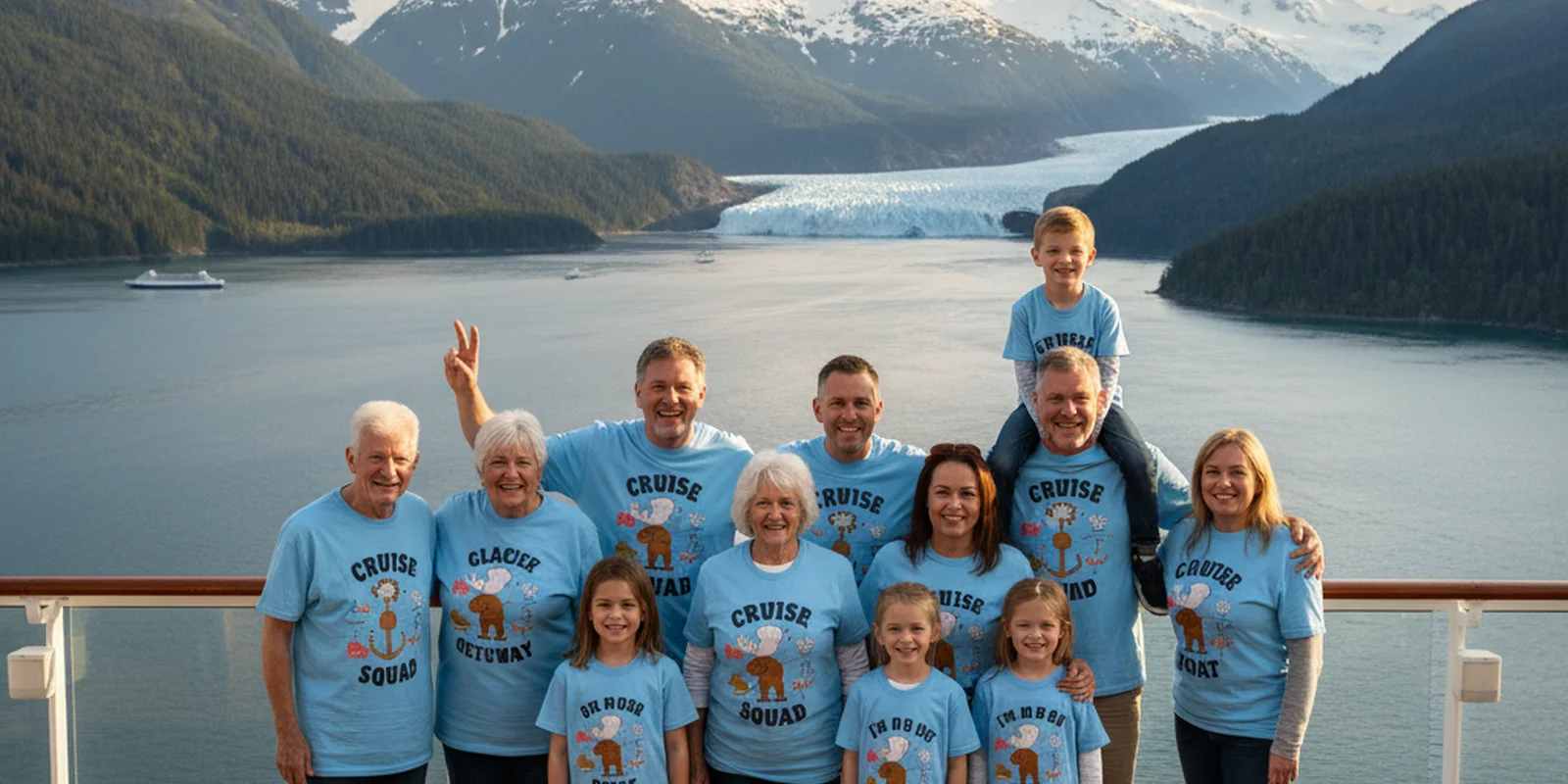 Matching Shirts for a Family Reunion Cruise to Alaska