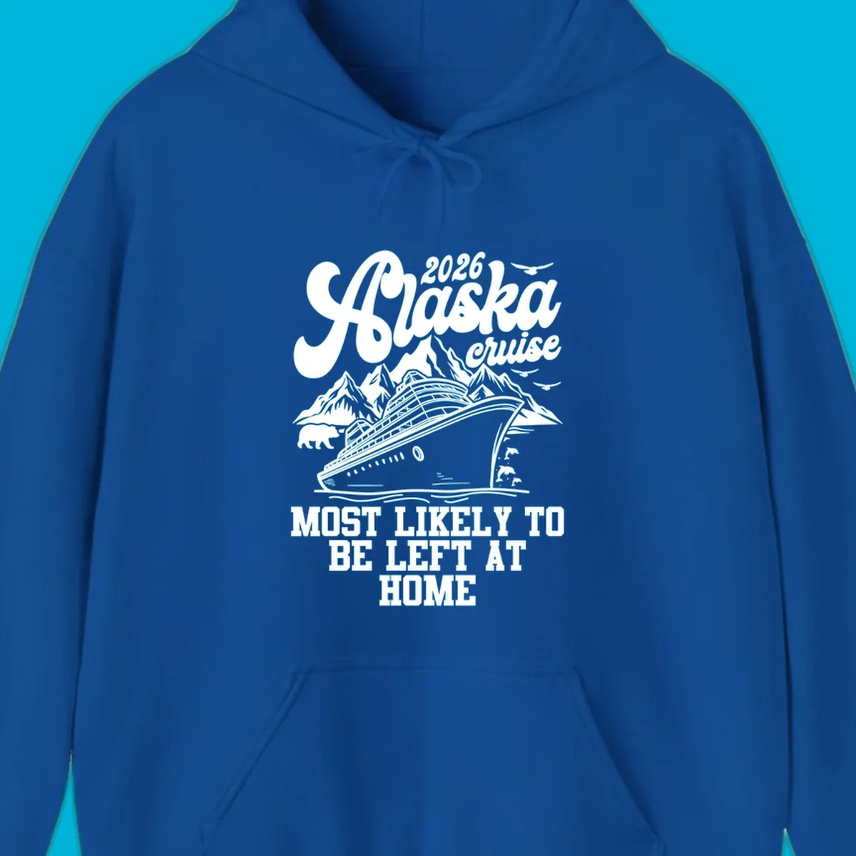 A white illustration on a dark background showing a cruise ship, mountains, a bear, and dolphins, with the text '2026 Alaska cruise MOST LIKELY TO BE LEFT AT HOME'. This is the alaska-cruise-left-at-home concept.