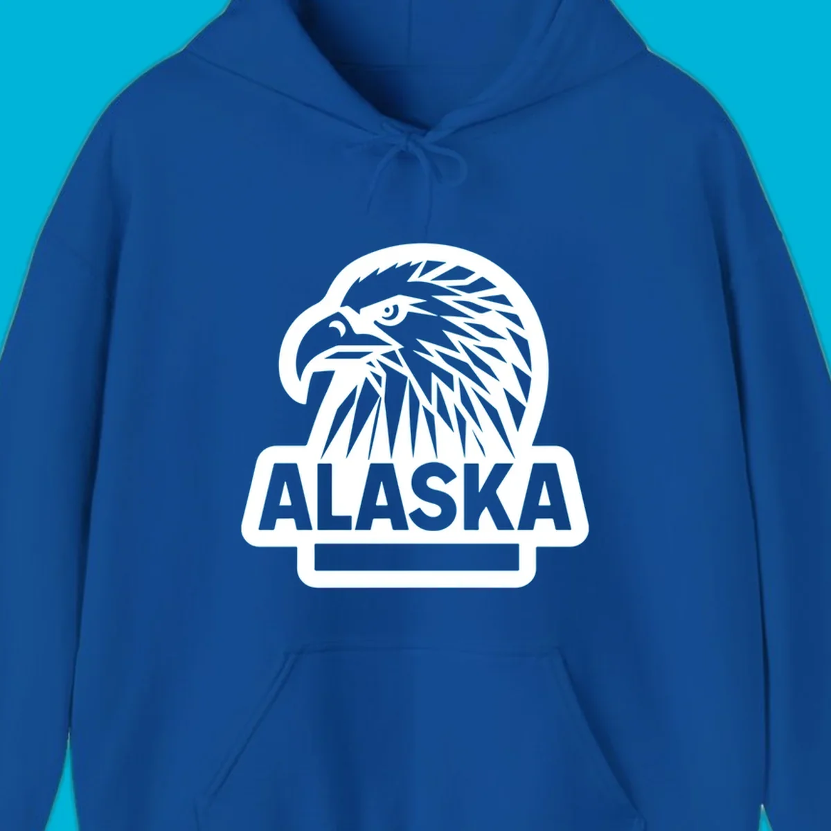 Stylized alaska geometric eagle head facing right with 'ALASKA' text below, all within a clean badge shape.