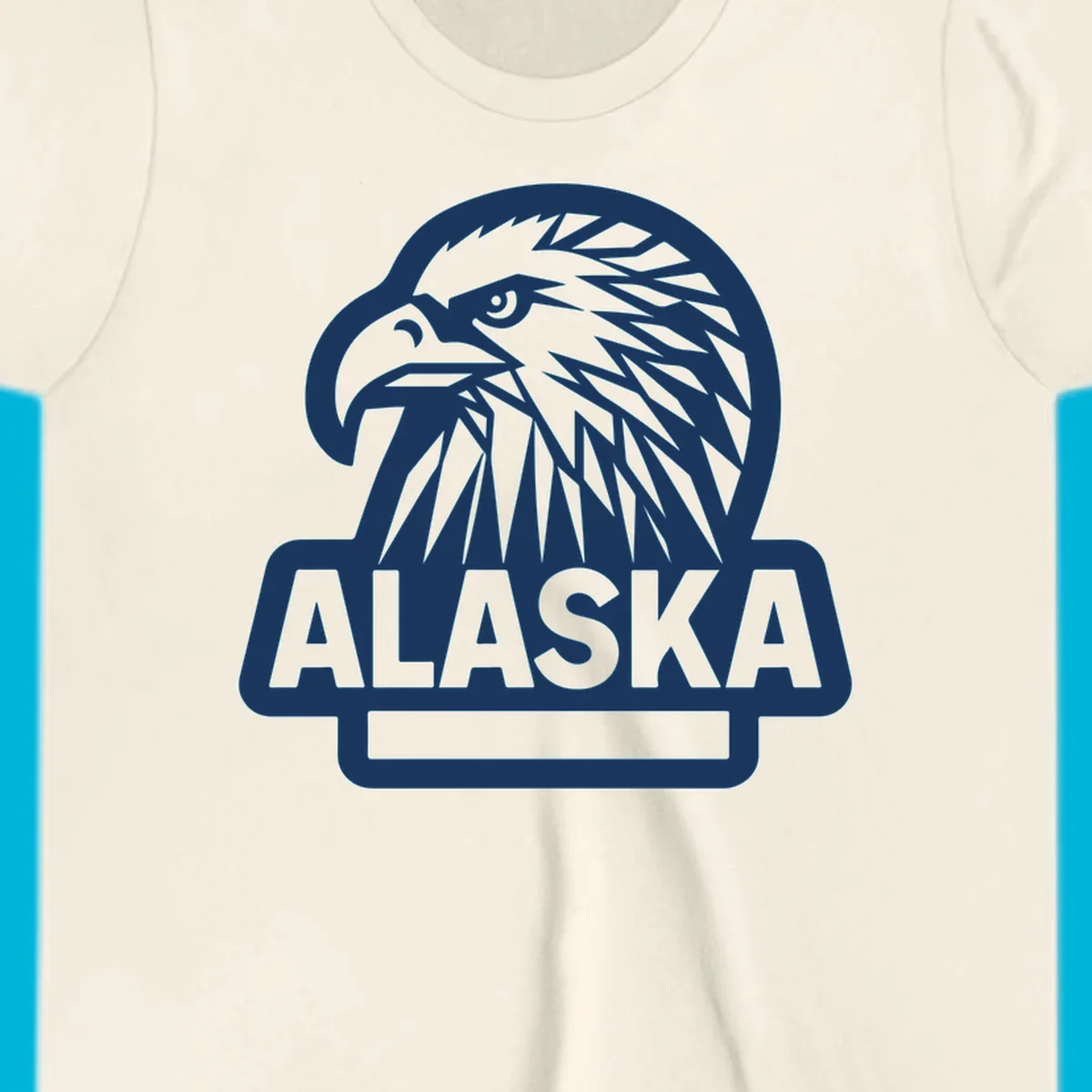 Stylized alaska geometric eagle head facing right with 'ALASKA' text below, all within a clean badge shape.