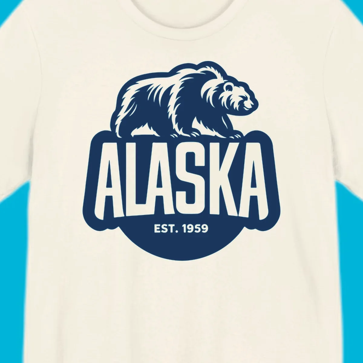 A vintage-style Alaska bear established 1959 badge design featuring a bear above bold text and statehood year.