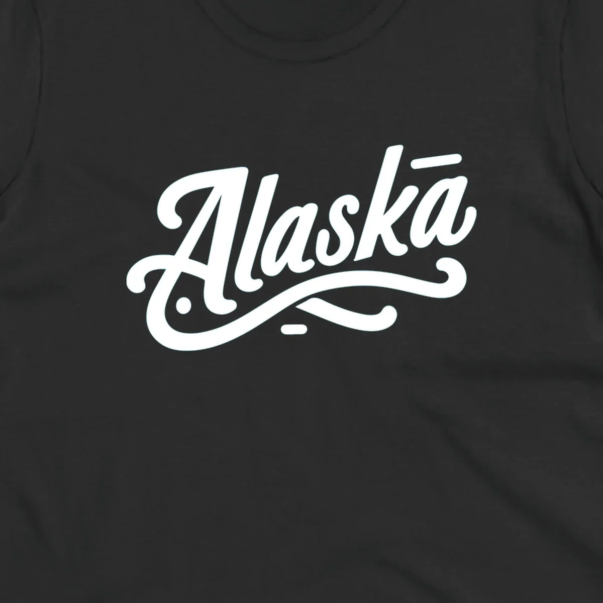 The word 'Alaska' in a flowing script font with a decorative flourish underneath, representing alaska-script-lettering.
