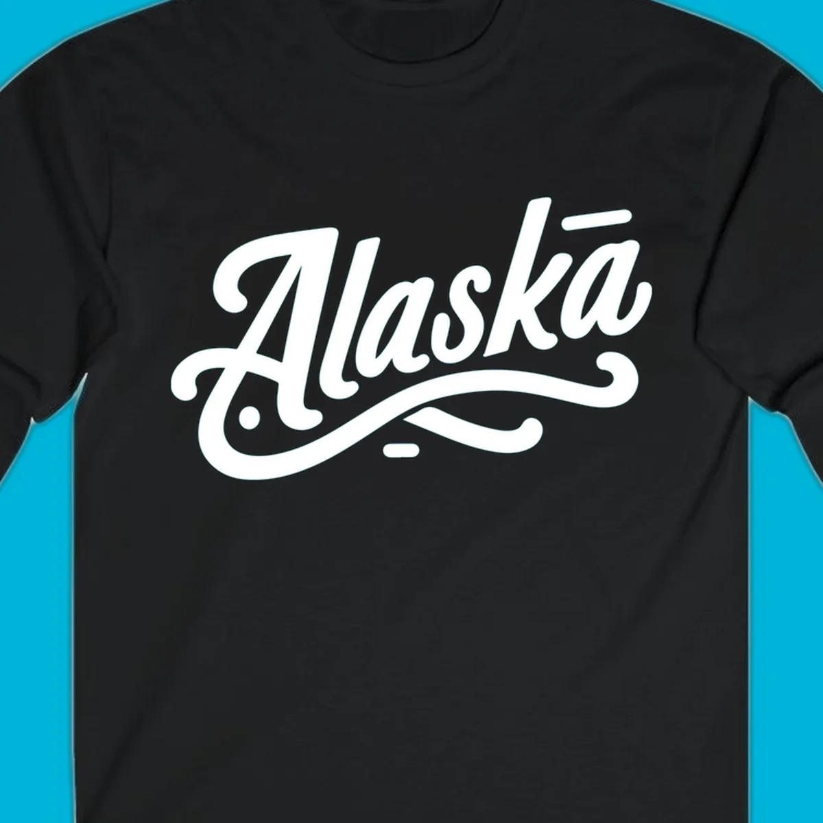 The word 'Alaska' in a flowing script font with a decorative flourish underneath, representing alaska-script-lettering.