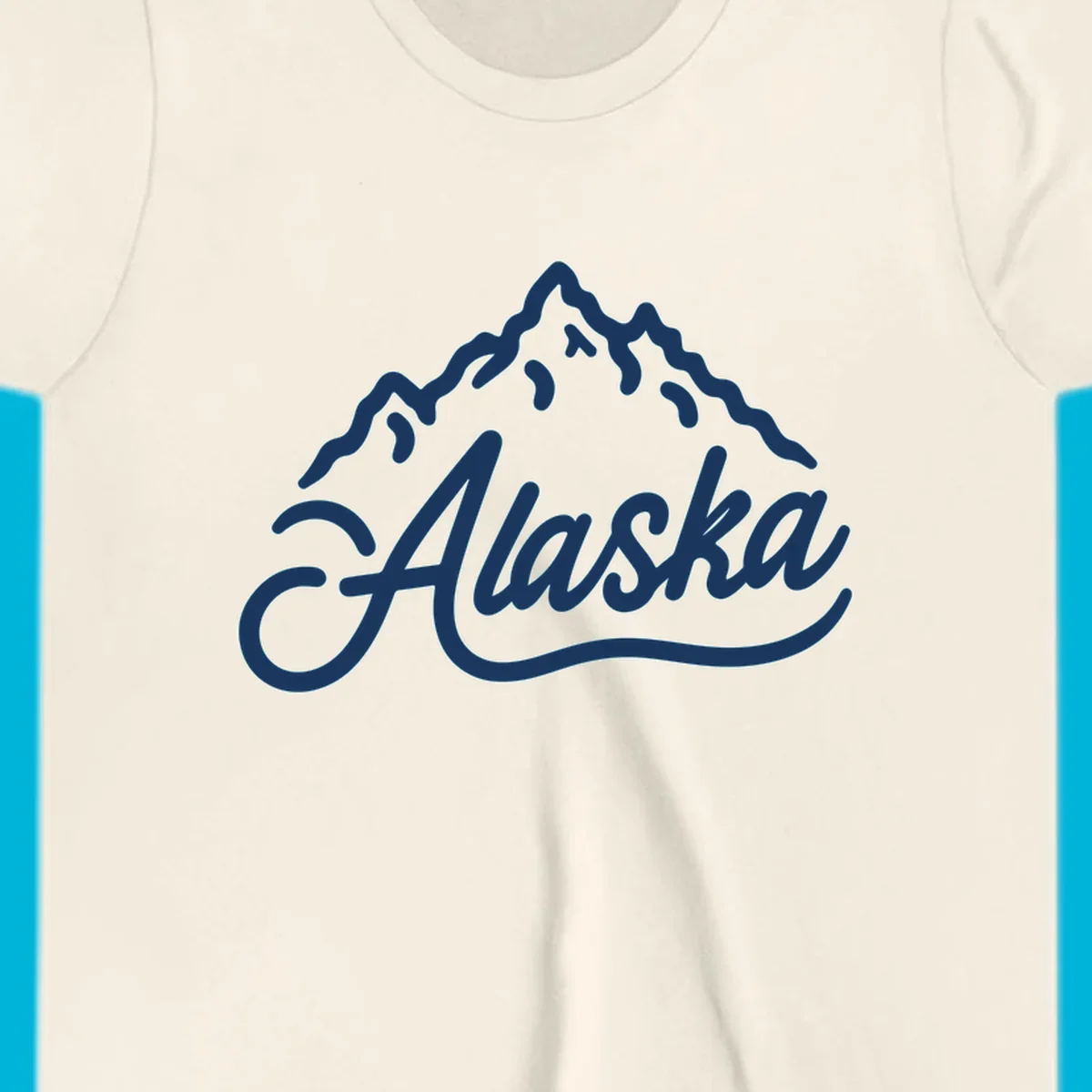 A stylized mountain range above the word 'Alaska' in a script font, forming an alaska mountain wordmark design.