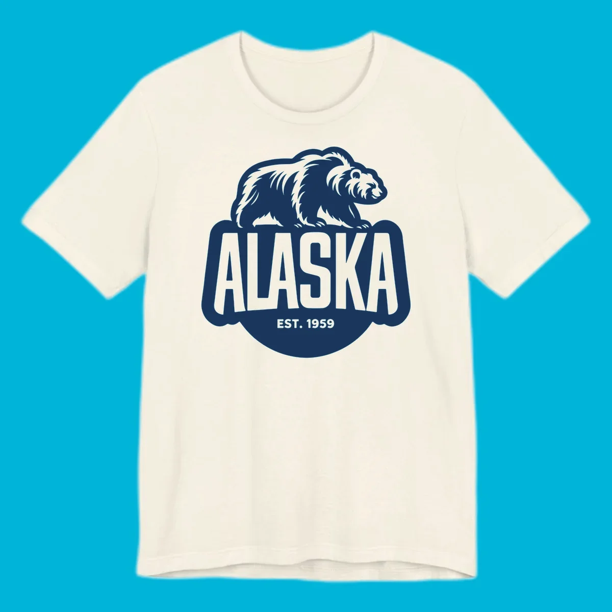 A vintage-style Alaska bear established 1959 badge design featuring a bear above bold text and statehood year.