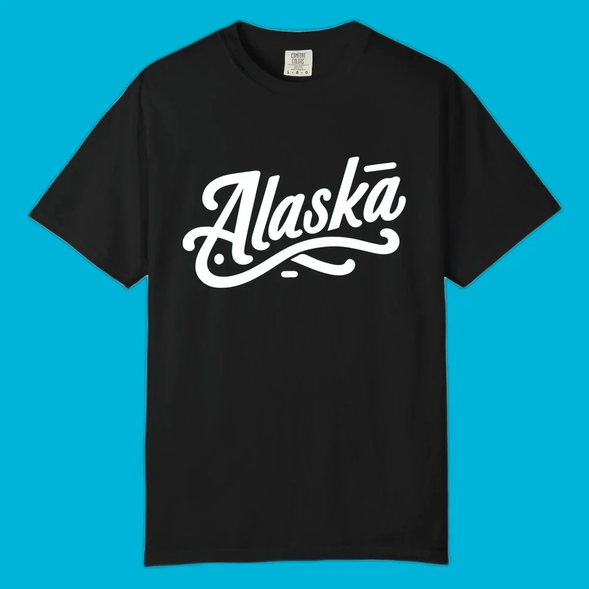 The word 'Alaska' in a flowing script font with a decorative flourish underneath, representing alaska-script-lettering.