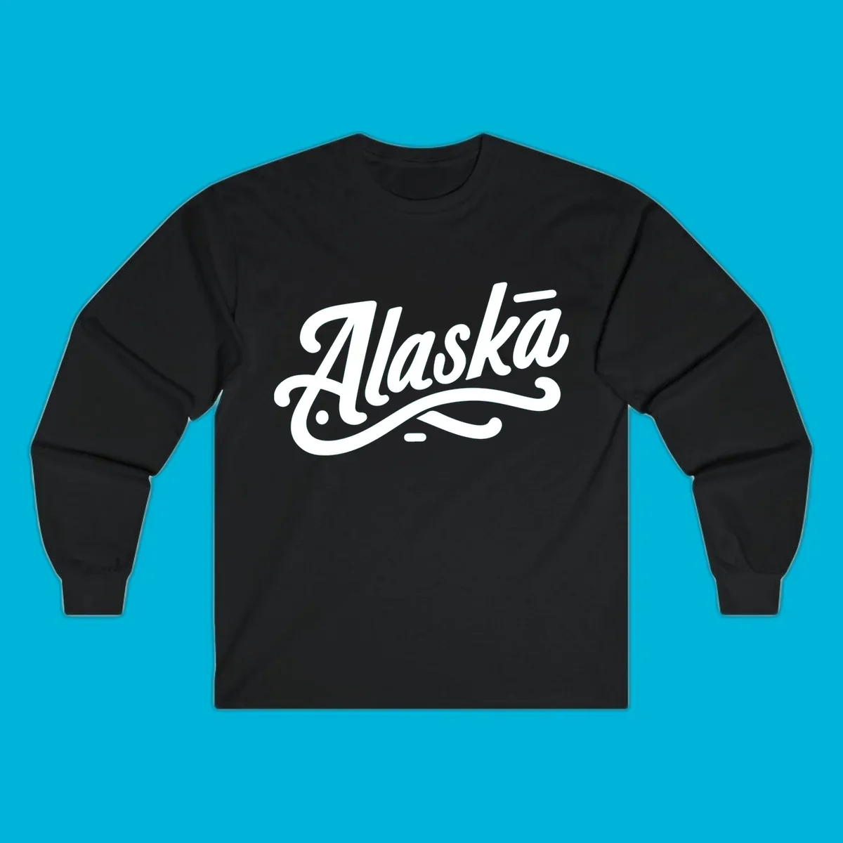 The word 'Alaska' in a flowing script font with a decorative flourish underneath, representing alaska-script-lettering.