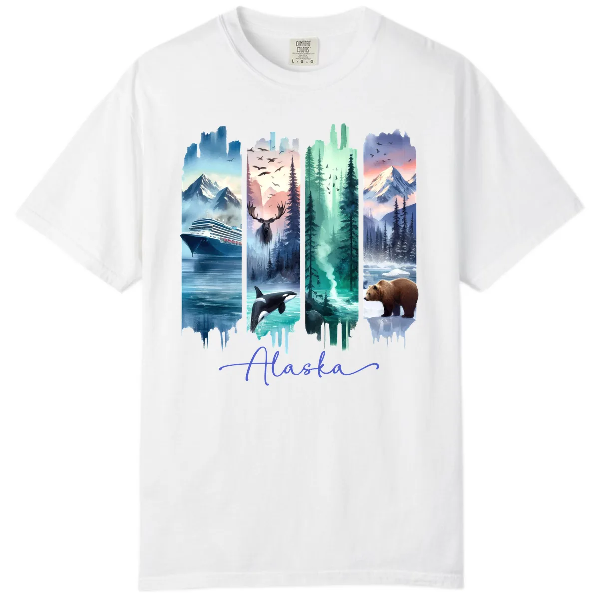 Alaska Four Panel Scenic Wildlife Cruise Comfort Color in White