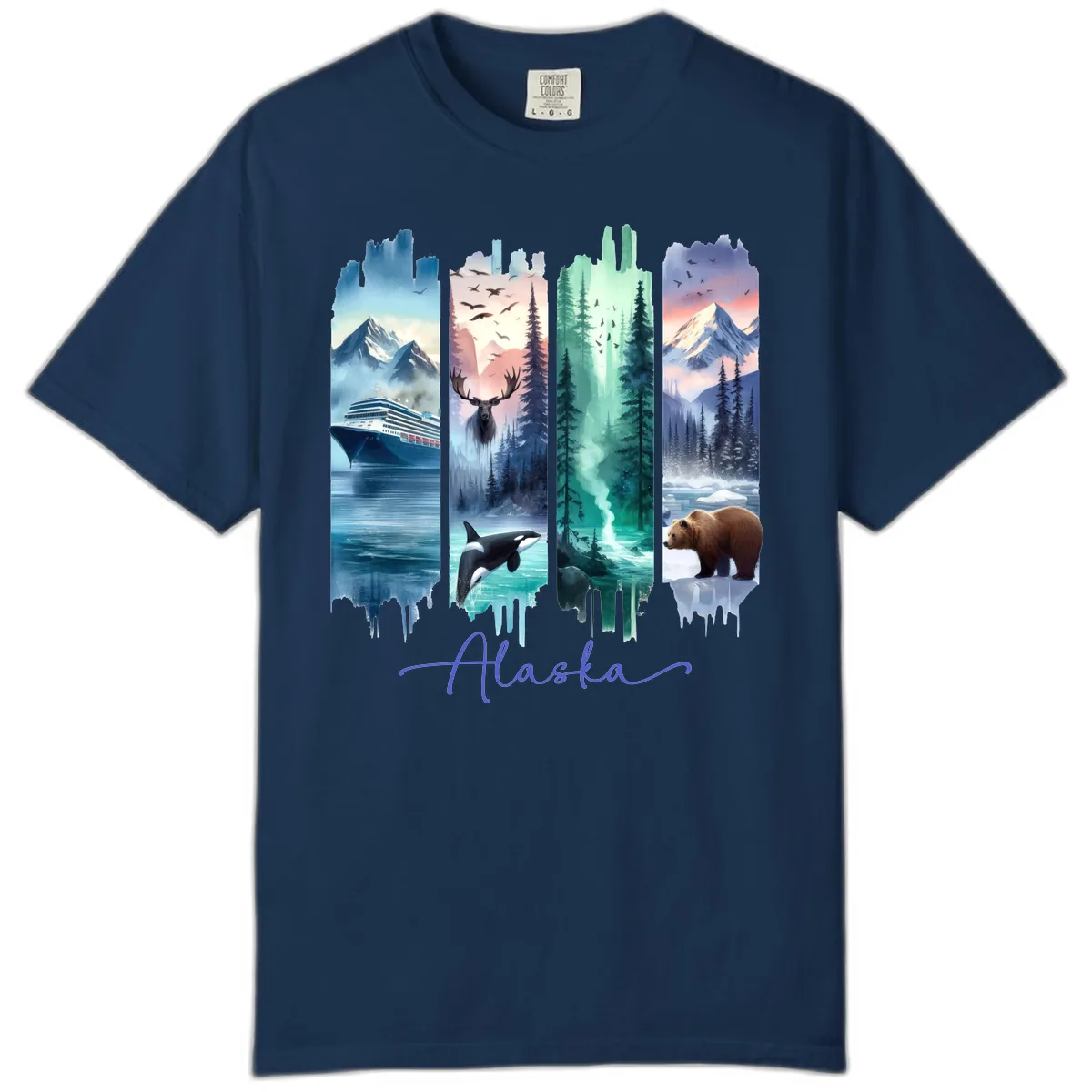 Alaska Four Panel Scenic Wildlife Cruise Comfort Color in Navy
