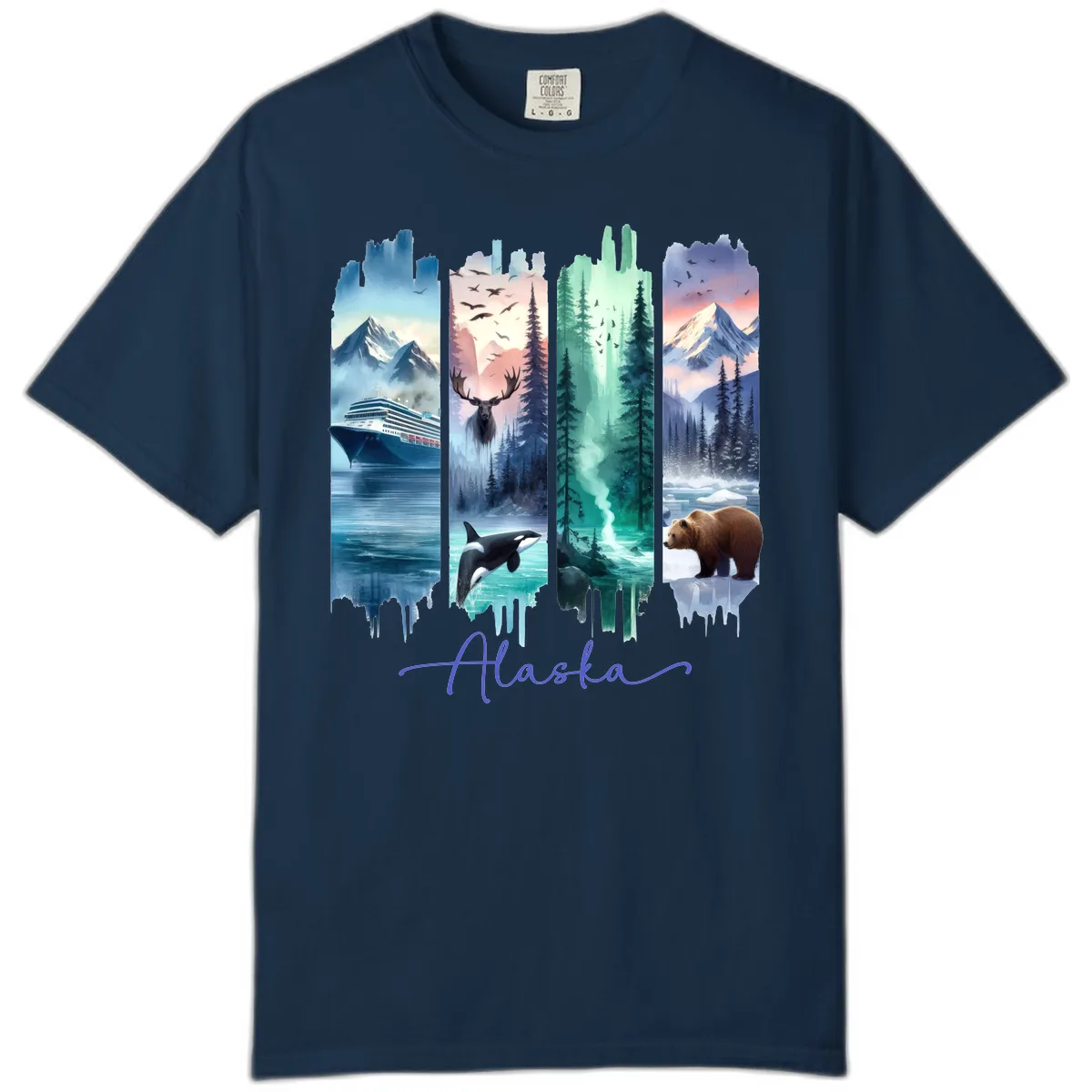 Alaska Four Panel Scenic Wildlife Cruise Comfort Color in True Navy