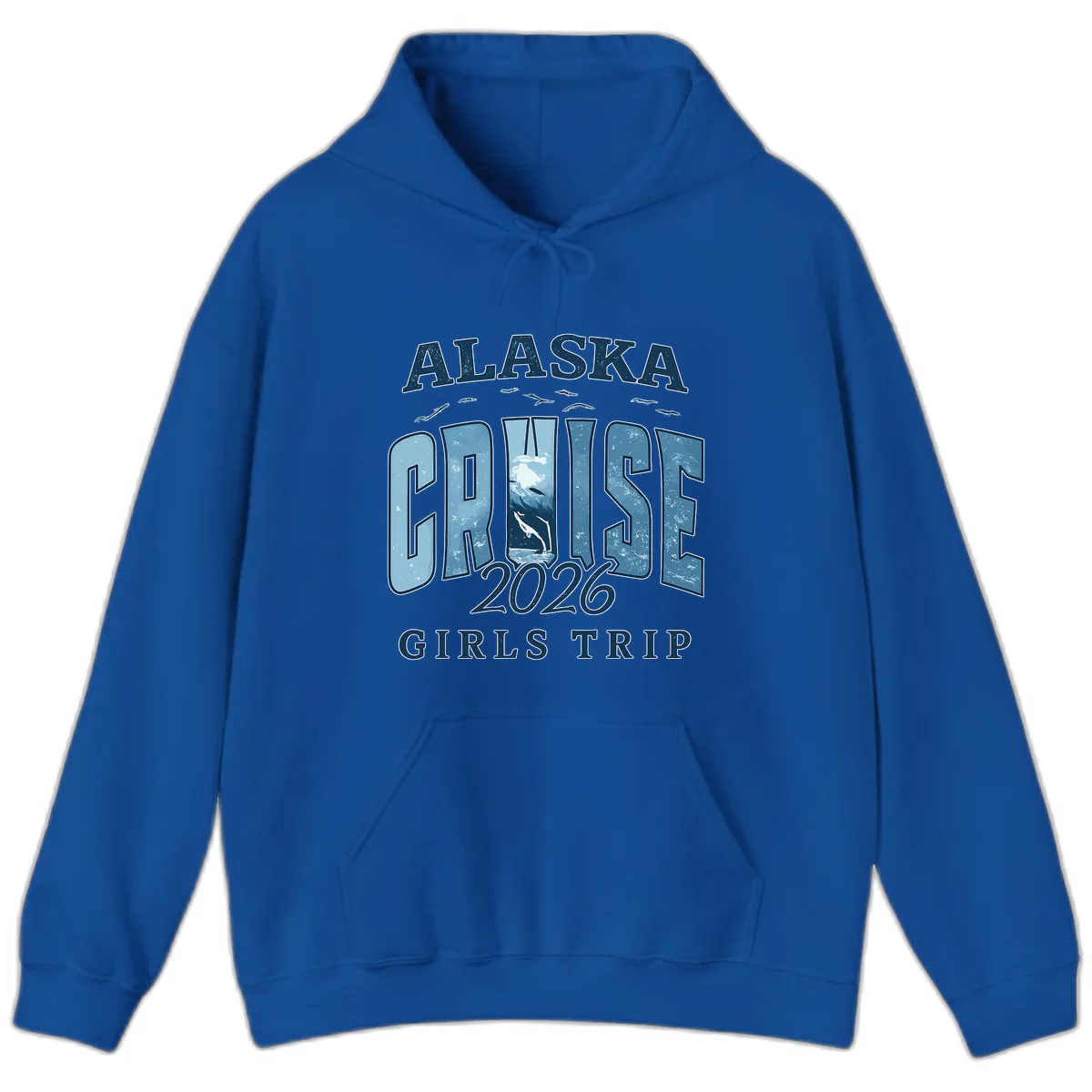 Alaska Cruise 2026 Girls Trip With Whales Design Hoodie in Royal